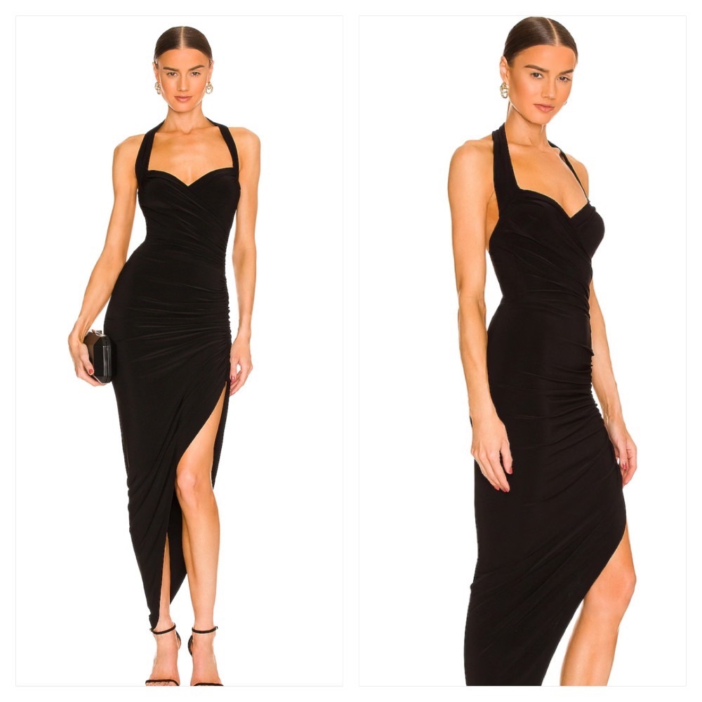 Norma Kamali Cayla Side Drape Gown black